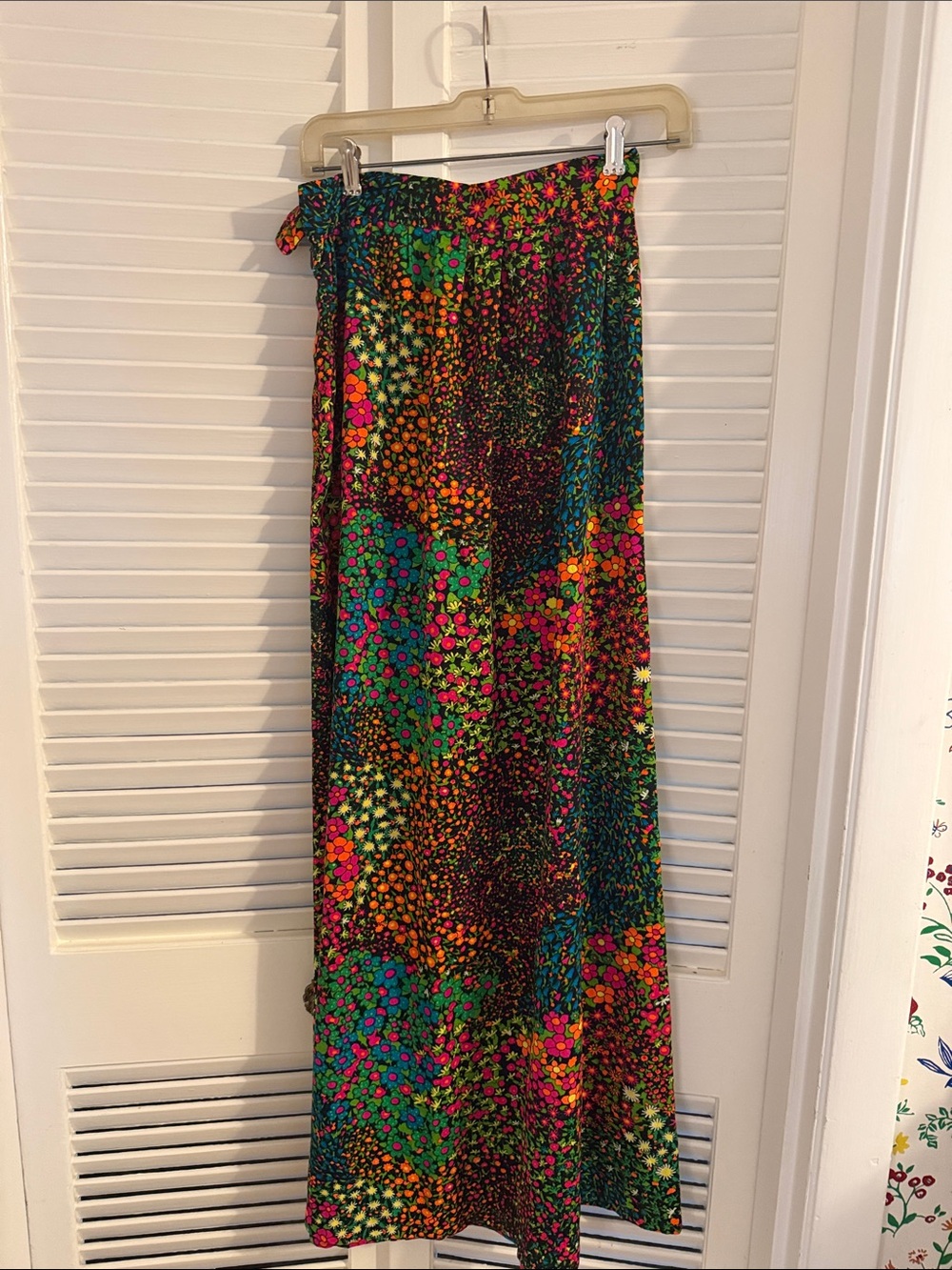 Vibrant Floral Patchwork Maxi Skirt - Green Multi 60’s Chic